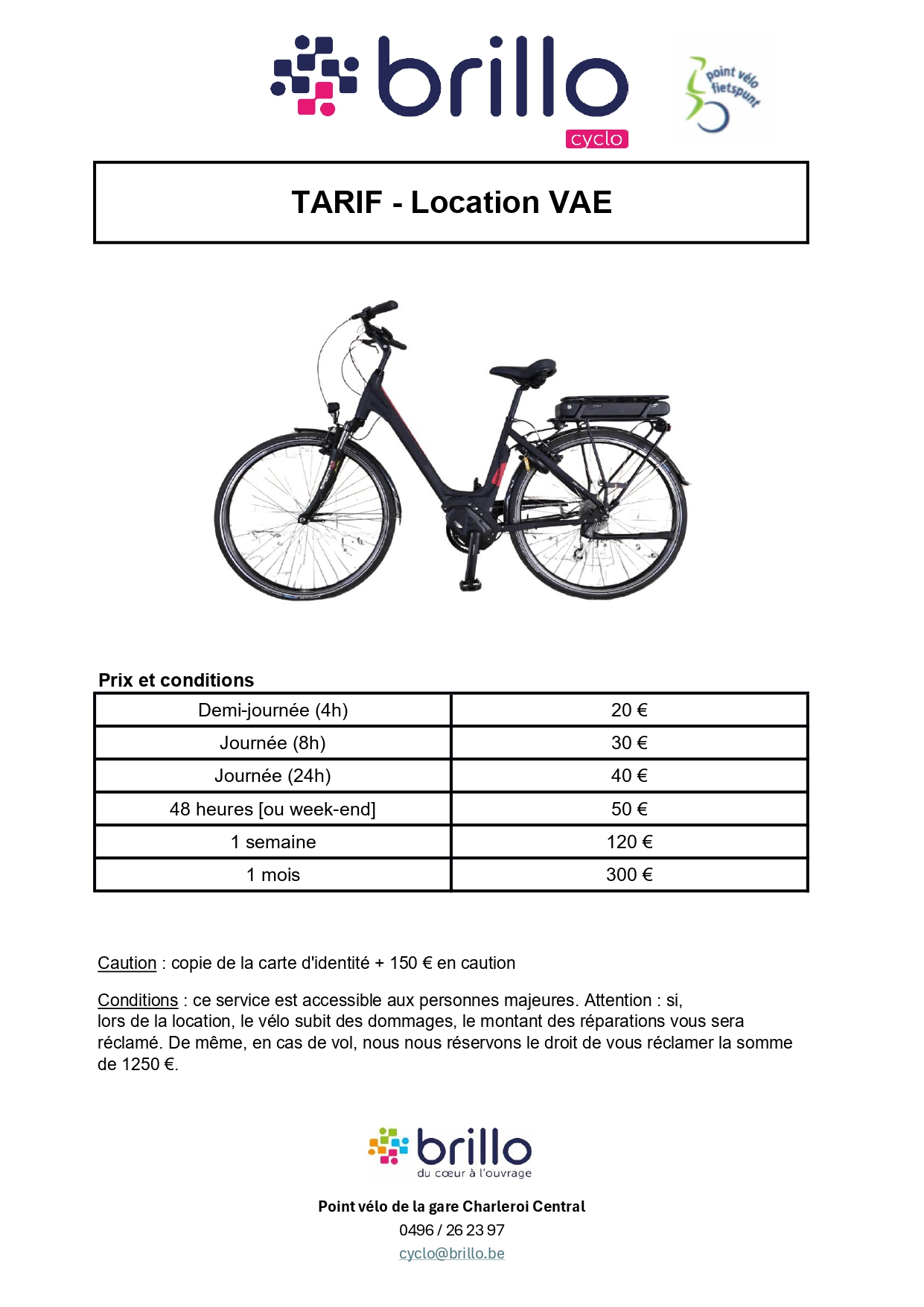 Tarif 2026 location VAE Brillo